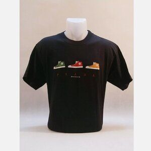 Vintage 90s Canvas Sneakers Fun Explosive Praha Chuck Taylor Black Shirt Adult M